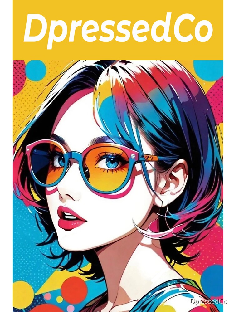 Pop Art Girl with Colorful Hair & Sunglasses – Vibrant Aesthetic Streetwear Design by DpressedCo