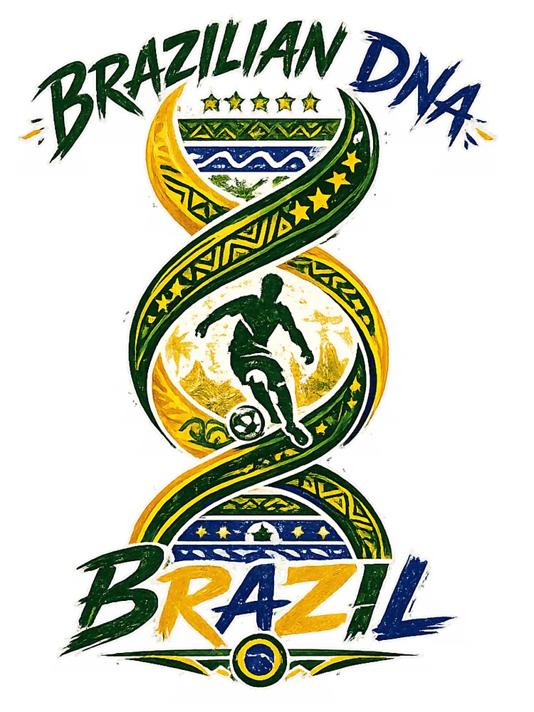 Football Brazilian DNA T-Shirt | Brazil Soccer Fan Design by Atlas Ink Lab