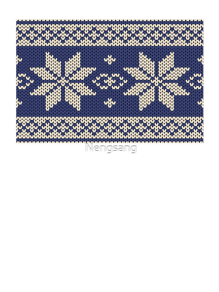 Christmas snowflake knitted pattern on a dark blue background. by Nengsang