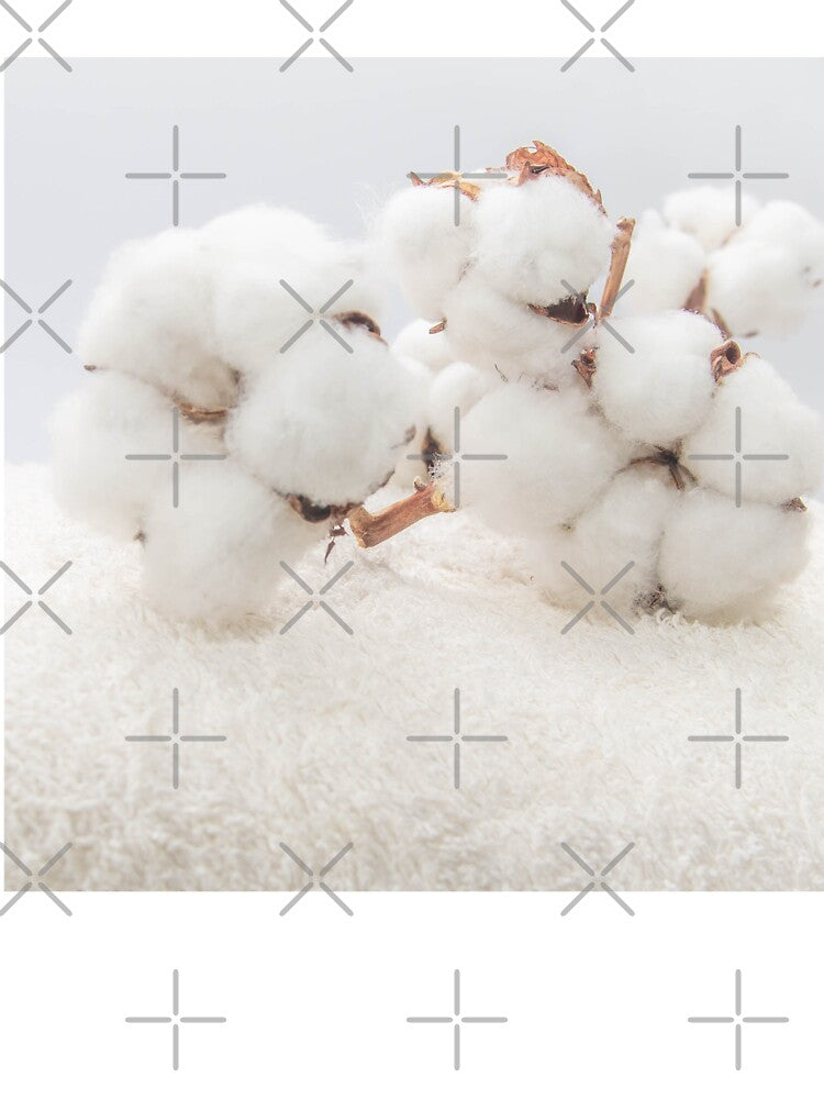 white fluffy cotton flowers on a fluffy beige fabric by nataliavavilina