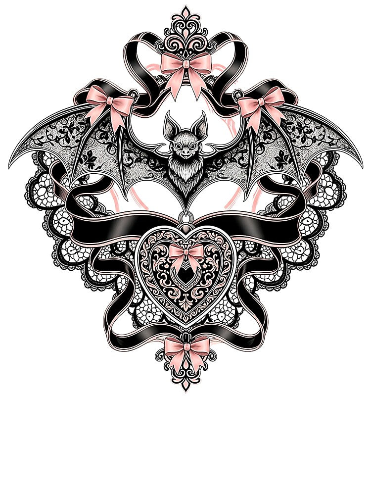 Pastel Goth Lace Bat Heart by SholoStudio