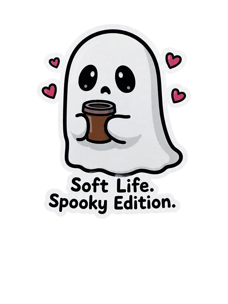 Soft Life Spooky Edition Ghost Coffee Cute Funny Design by BooDesignStudio