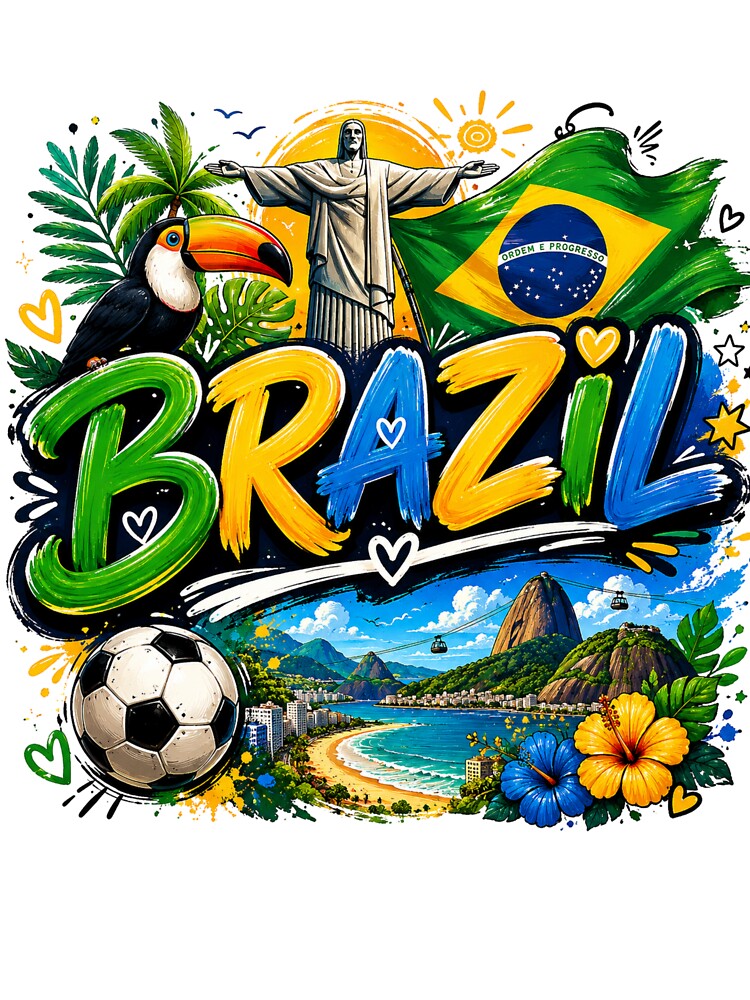 Brazil Pride Colorful Travel Soccer Carnival Tropical Design by Wear Sculpt