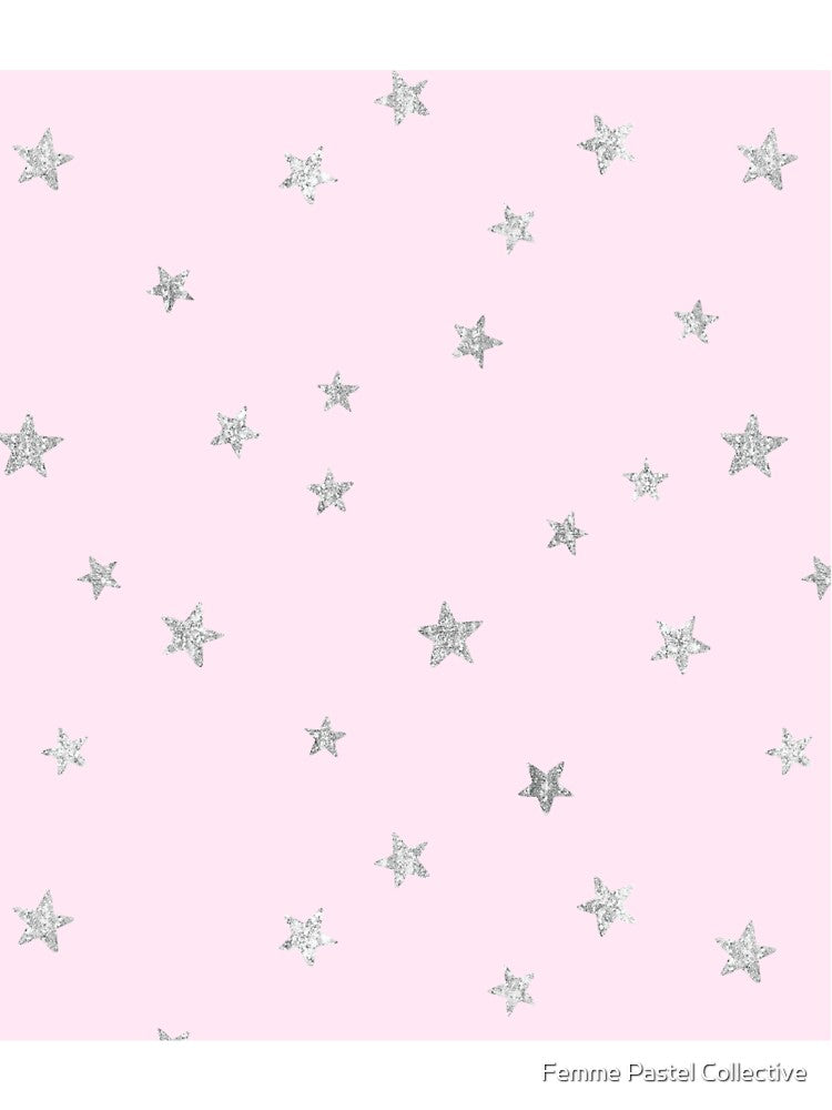 Pretty Y2K Glitter Stars Design in Baby Pink by Femme Pastel Collective