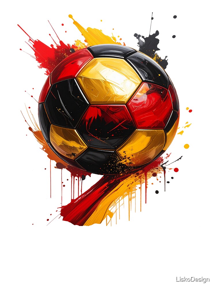 Football in black, red, and gold paint splatters, Germany by LiskoDesign