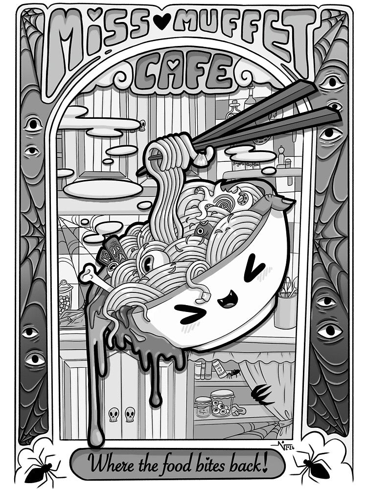 Miss Muffet’s Monochrome Monster Ramen by NineViolets