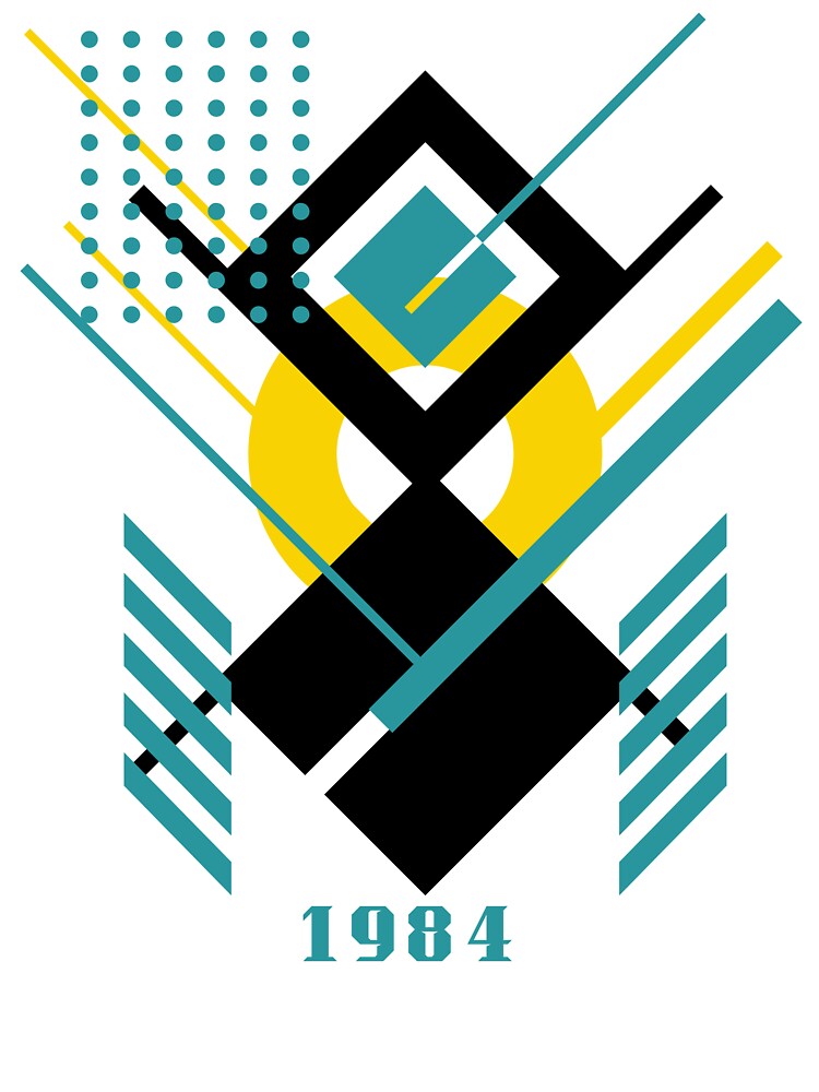 Retro 1984 Geometric Design – Vintage 80s Abstract Graphic T-Shirt by Aura Design