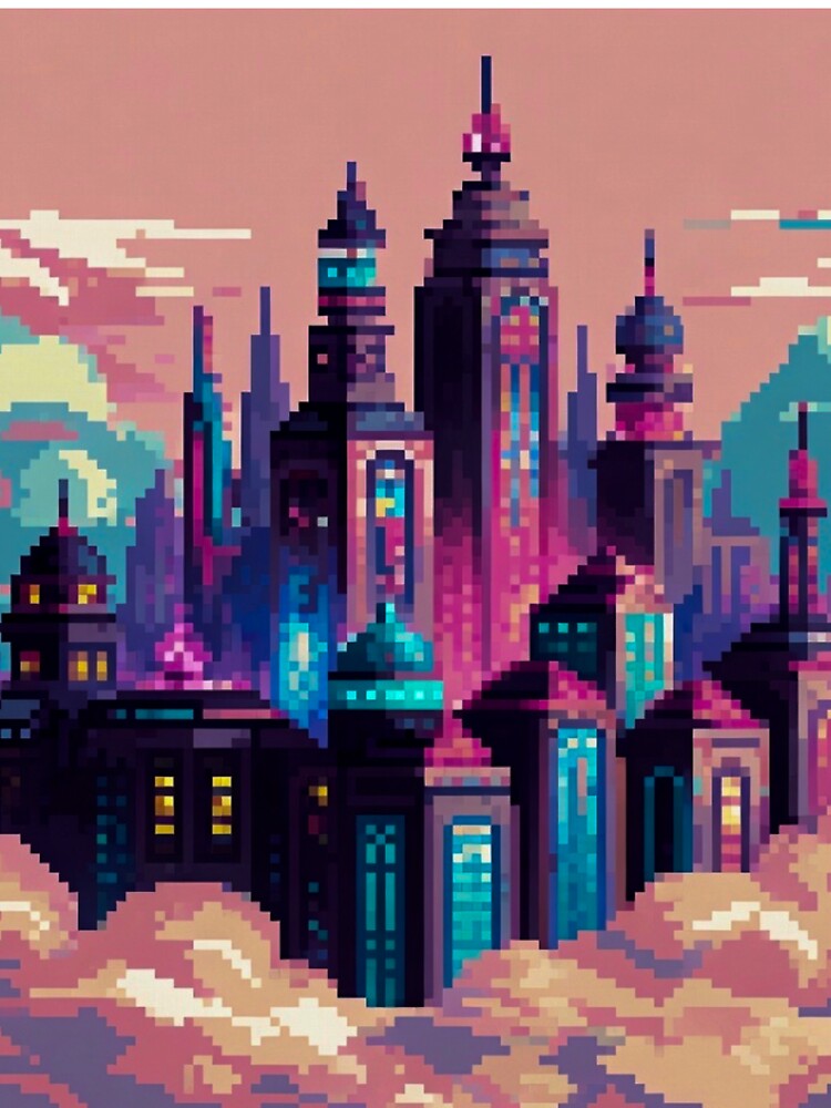 Pastel Pixel Gaming Landscapes – Retro Aesthetic Posters & Totes by sam54796