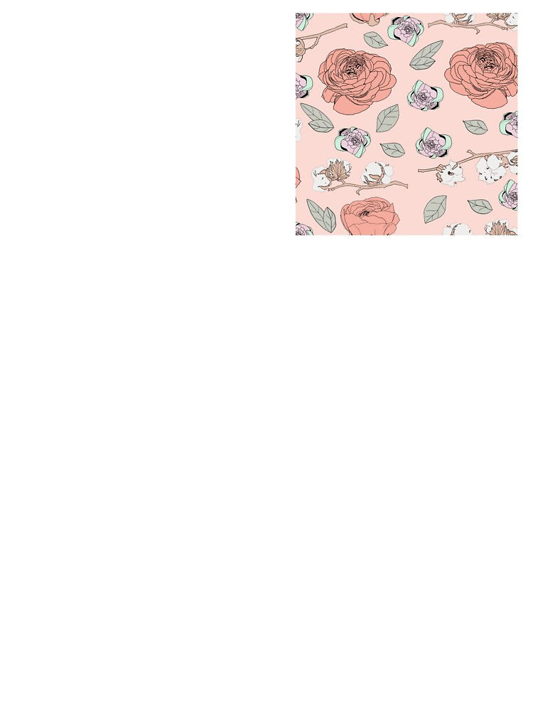Buttercups & Cotton branch - pastel pink flowers pattern by Kelyrin