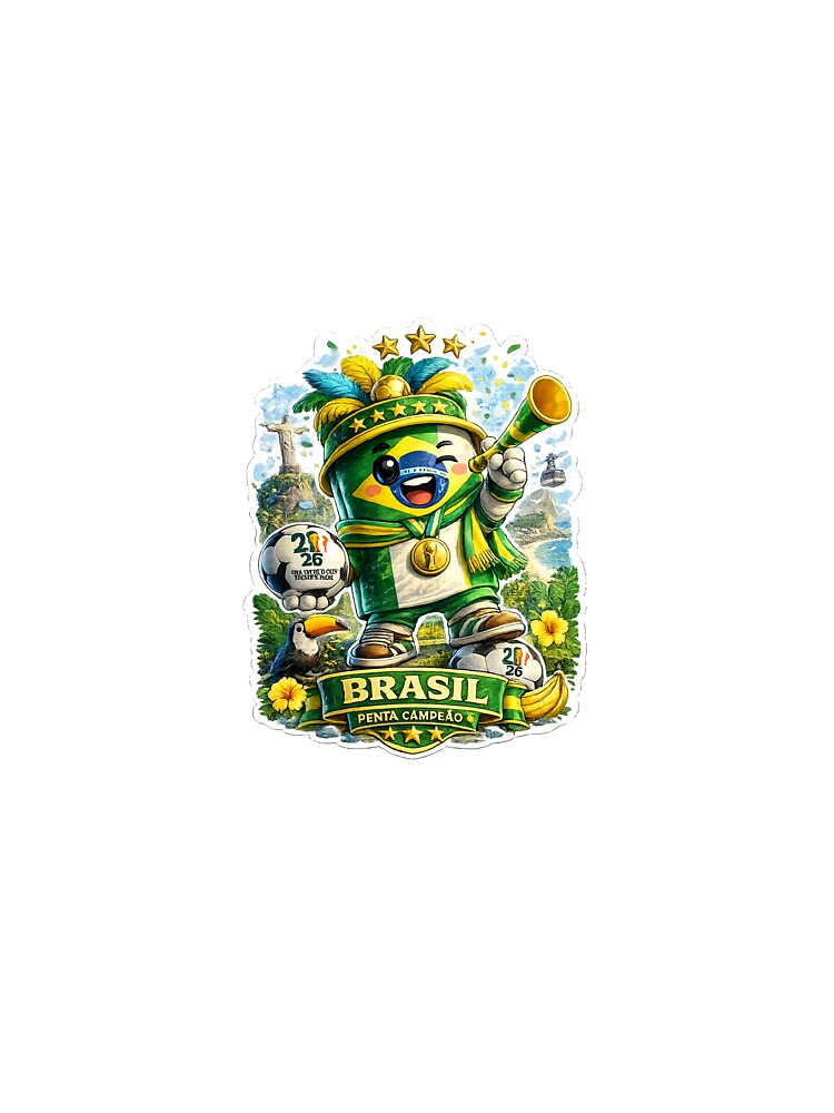 Brazil Soccer Fan Sticker | Cute Brazilian Football Champion Mascot by Julianto Tri Rizki