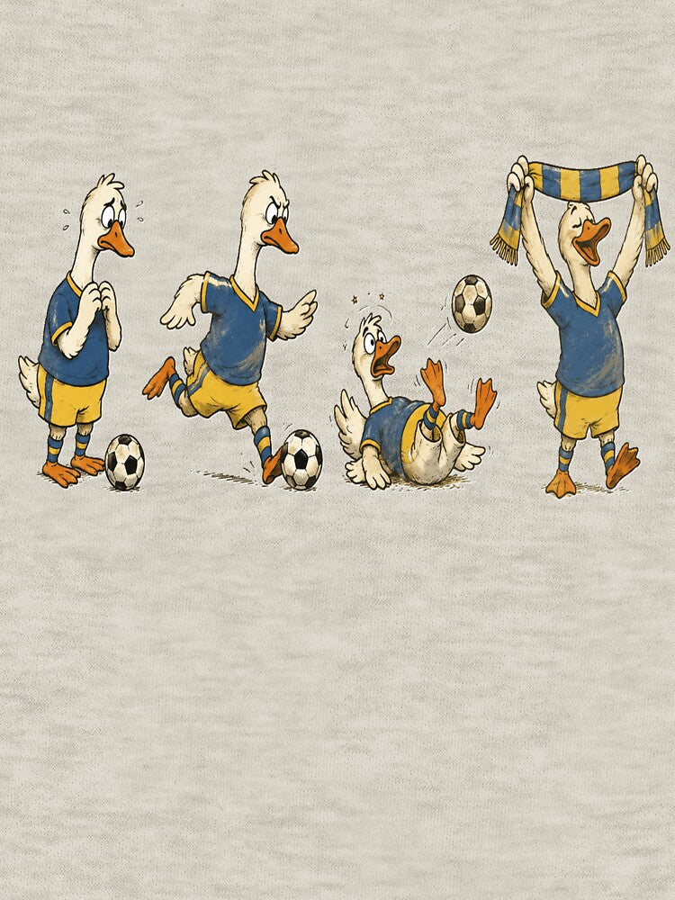 Four Soccer Geese Vintage Cartoon Penalty Kick by POD DYNASTY | Original Print On Demand T-Shirt Graphics