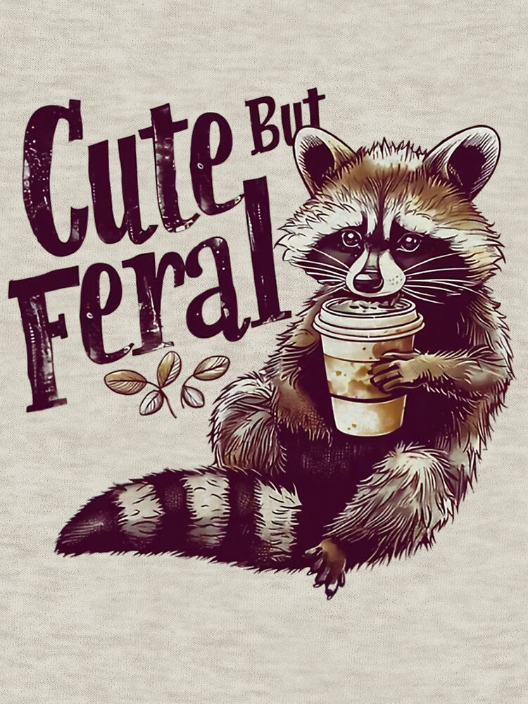 Cute But Feral Vintage Raccoon Shirt For Men, For Women, Funny Loves Coffee Gift by jelee-jelee