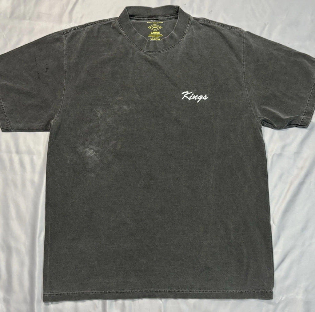 Kings Vintage Wash T‑Shirt Men’s Large Charcoal Gray Minimal Logo Streetwear