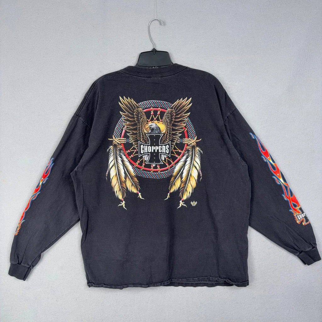 Vintage Y2K Choppers Shirts 2XL Eagle Flames Biker Motorcycle Johnnys Metal
