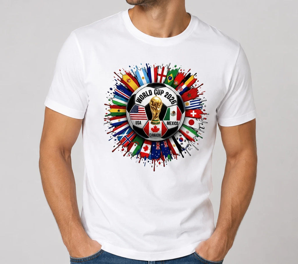 World Cup 2026 T-Shirt Football Flags Soccer Fan Top Gift White Tee Casual Shirt