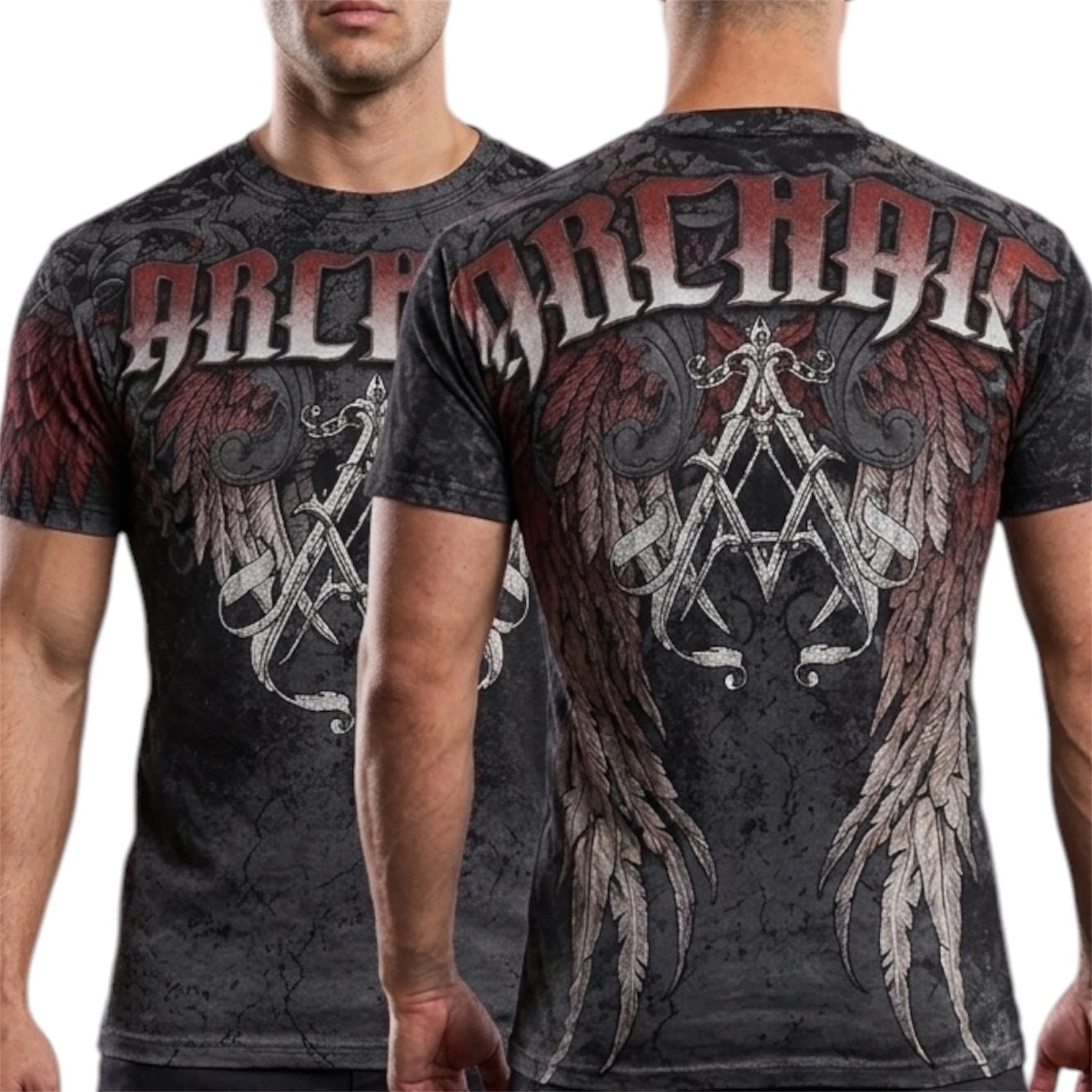 ARCHAIC by AFFLICTION Black CIPHER Short Sleeve Slim Fit Y2K T-shirt NWT