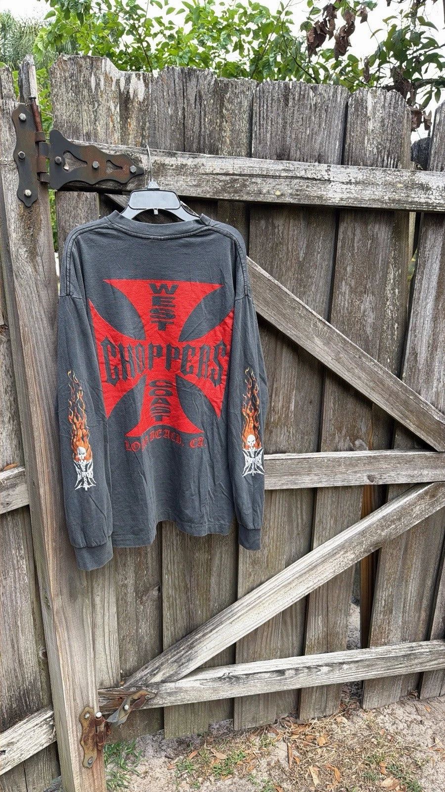reprint black and red west coast choppers long beach 2000s flame hit longsleeve