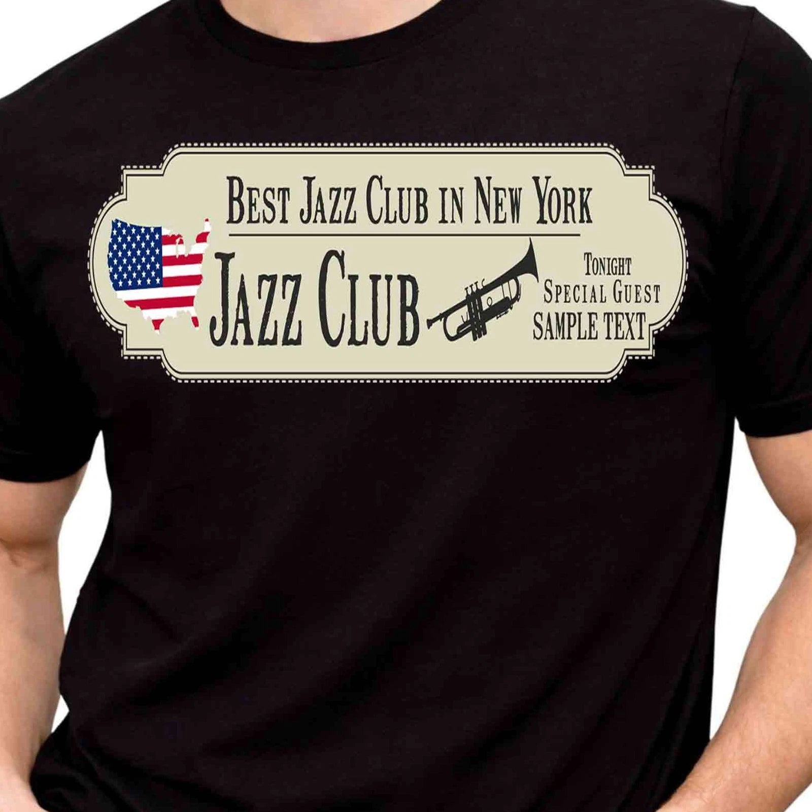 Jazz Club New York Trumpet Retro Vintage Graphic T-Shirt Music Lover Band Gift.