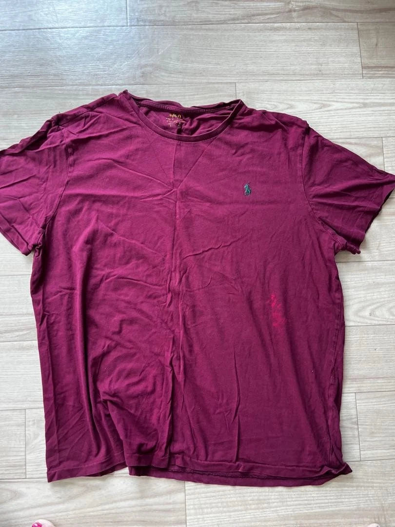 Ralph Lauren Burgundy T-Shirt Simple Plain Used Japan