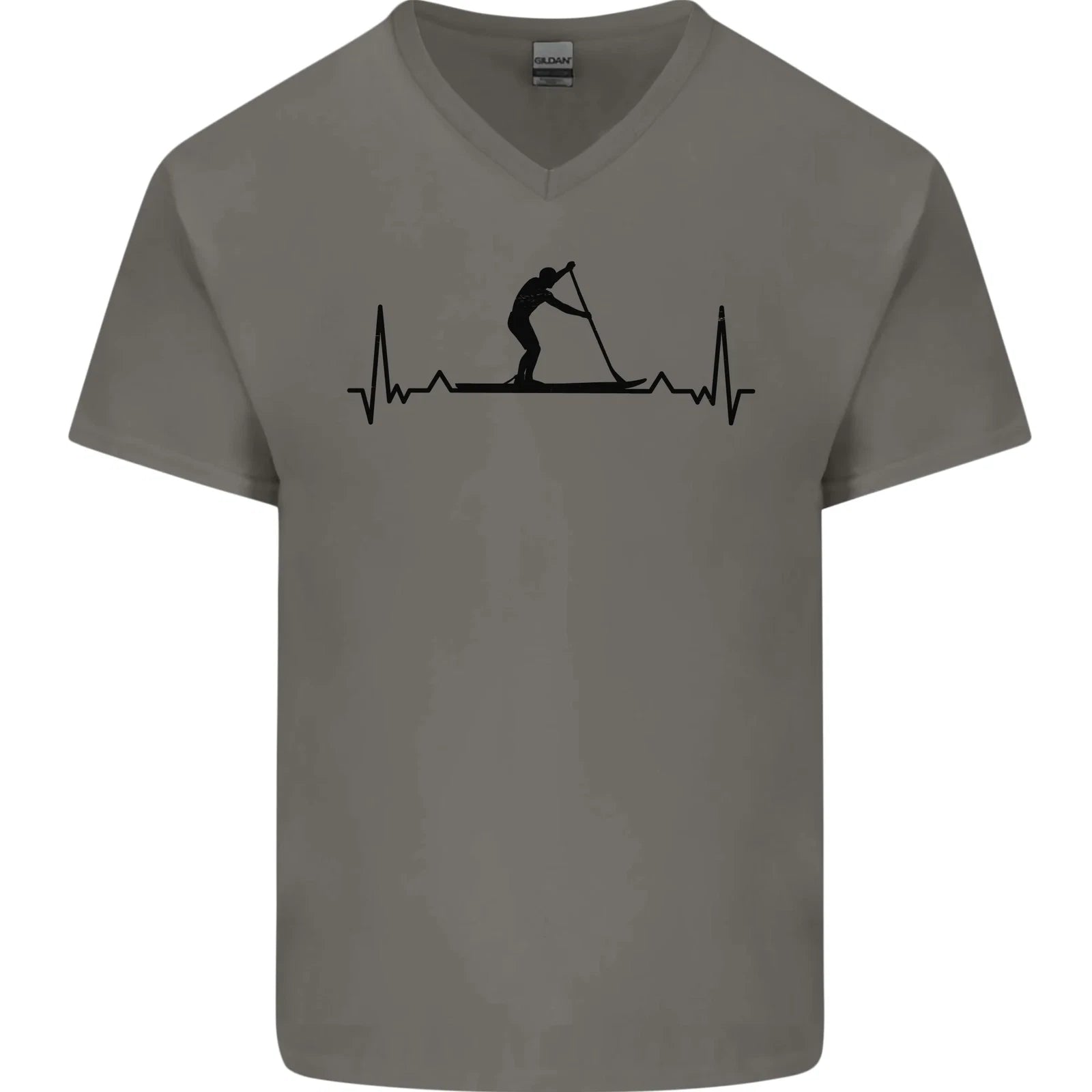 Paddleboarding ECG Paddleboard Pulse Mens V-Neck Cotton T-Shirt