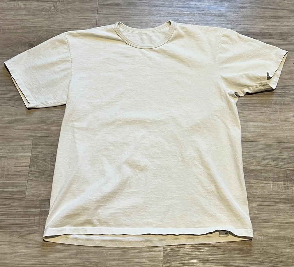 Lady White Co T Shirt Size L Short Off-White Beige Cotton Made In USA