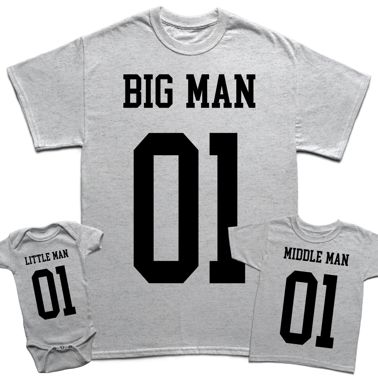 Personalised Big Man Fathers Day Son Daughter Kids Baby Matching T-Shirts #FD