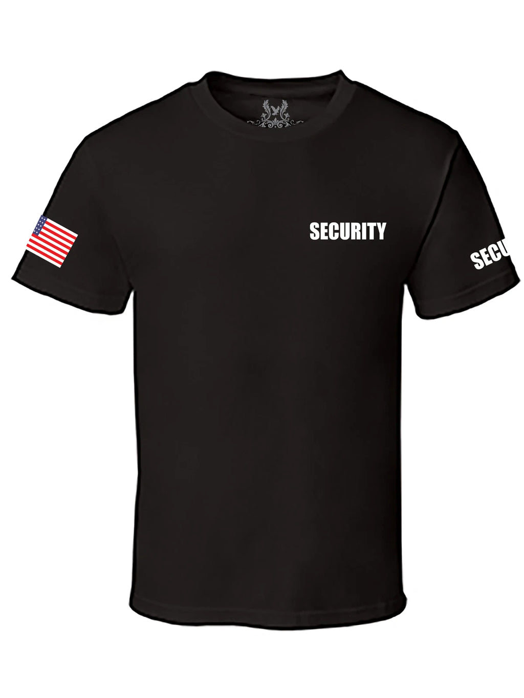 NW MEN'S PRINTED SECURITY STAFF USA FLAG POLICE FUNNY CUSTOM HALLOWEEN T-SHIRT
