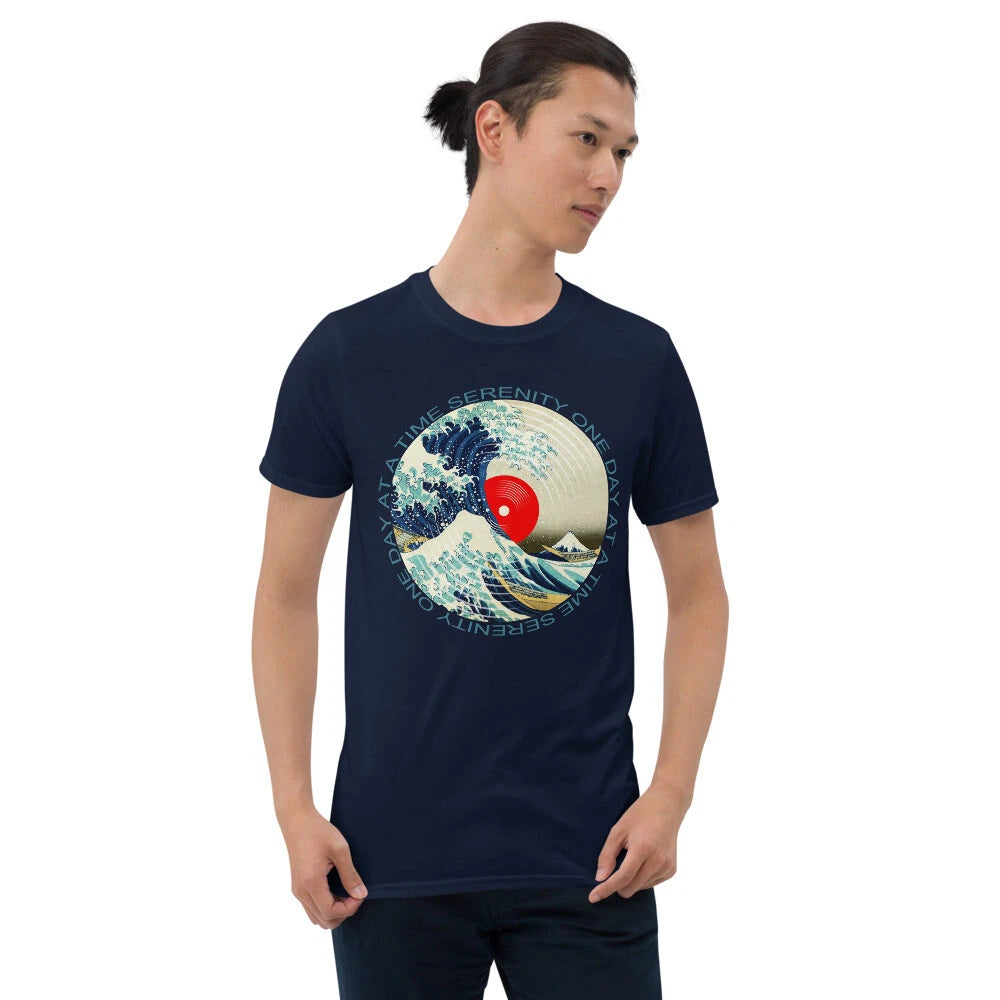 Sobriety Serenity One Day At A Time AA Sober T-Shirt Great Wave