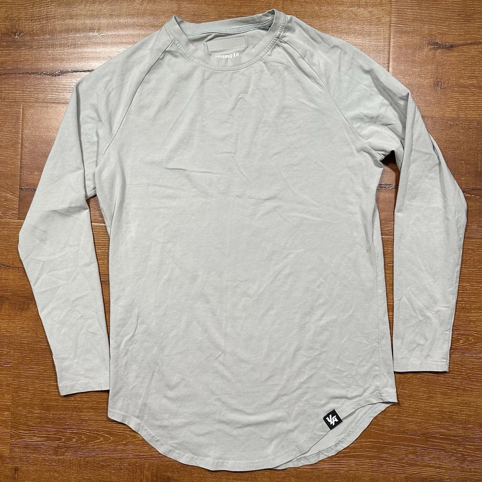 YoungLA T Shirt Mens S Gray Long Sleeve Curved Hem Minimal Streetwear City Gym