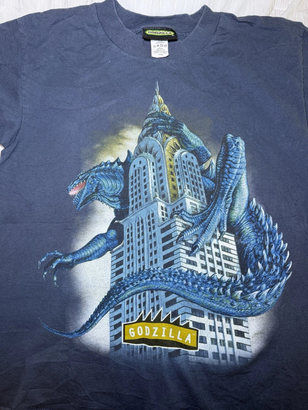 Vintage 1998 Godzilla Movie Blue Tshirt Toho Co Youth Size Large
