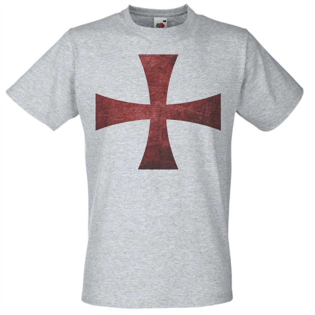 Mens Knights Templar Cross Soldiers of Christ Crusade Unisex Grey T-Shirt