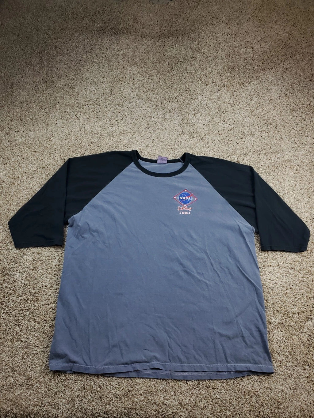 Vintage NASA Softball T Shirt 2XL Mens Gray Anvil Softball 2004 Raglan Sleeve