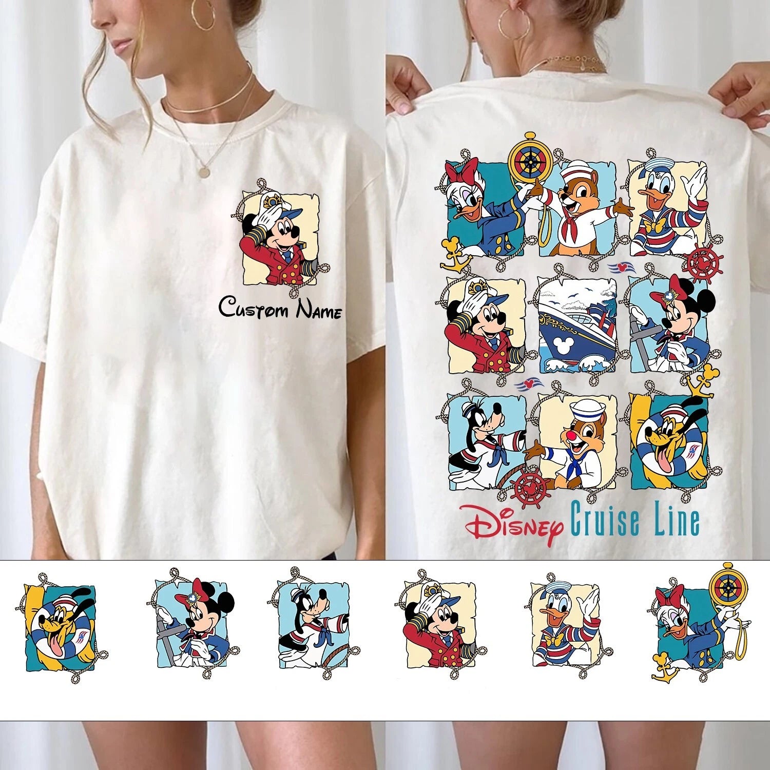 2-Sided Custom Disney Cruise Line Mickey & Friends Unisex Adult Kid Tee 552624