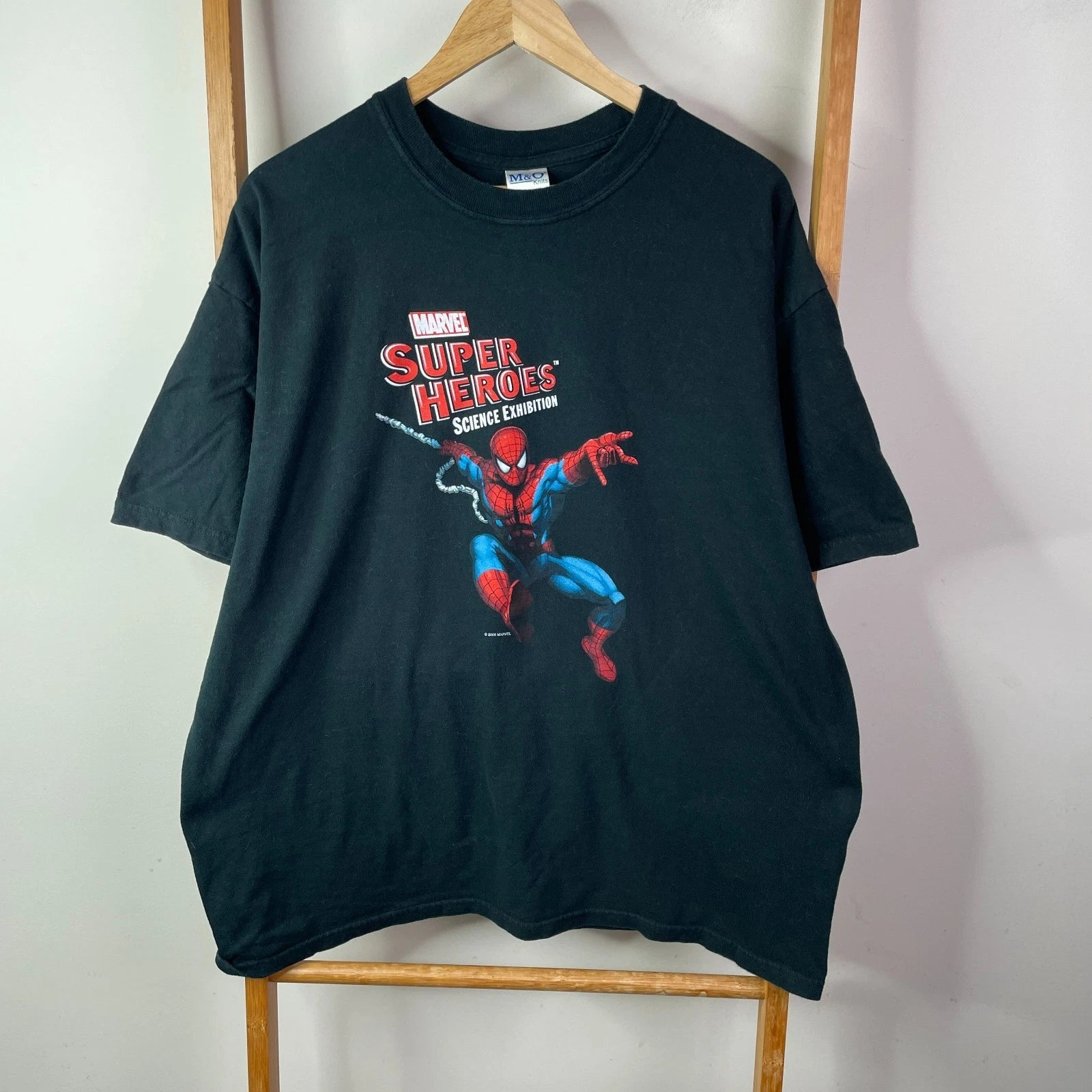 Vintage Spider Man Exhibition Shirt Mens Extra Large Black Graphic Print Marvel