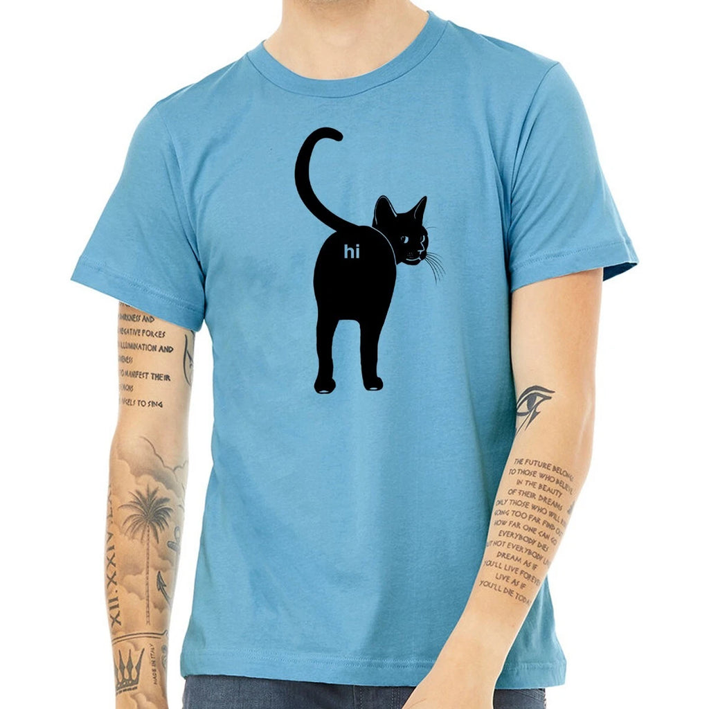 Cat Butt Hi Shirt- Funny Guys Kitten Hello Joke Tee Shirt- Cat Lover Gift