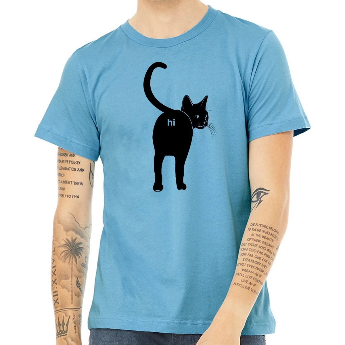 Cat Butt Hi Shirt- Funny Guys Kitten Hello Joke Tee Shirt- Cat Lover Gift