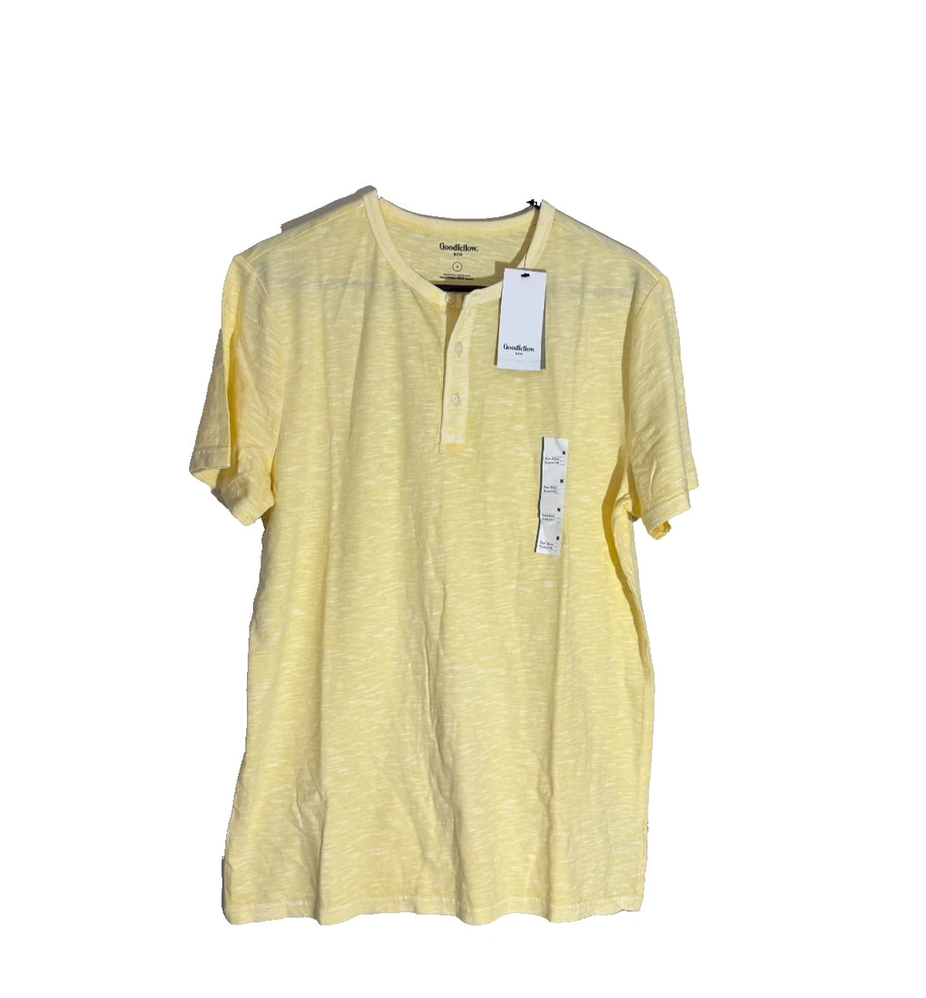 Goodfellow & Co Mens Henley T Shirt M Yellow Standard Short Sleeve NWT