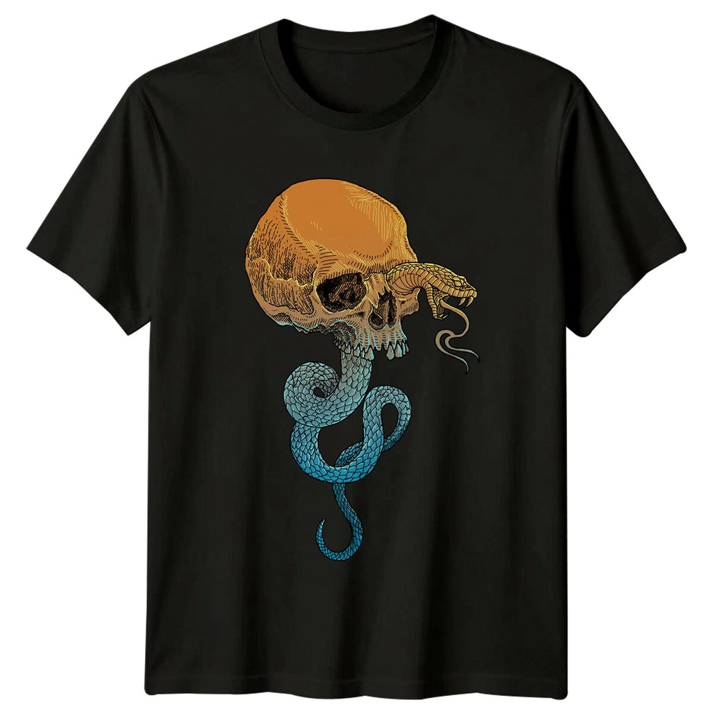 Skull Snake Reptiles Mens T-Shirt Womens Tee Graphic Unisex Top