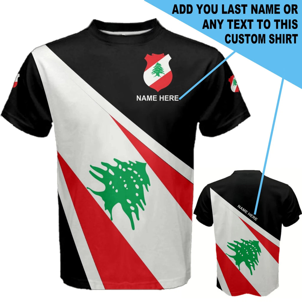 Custom Name LEBANON Lebanese Flag Beirut Coat of Arms T-shirt