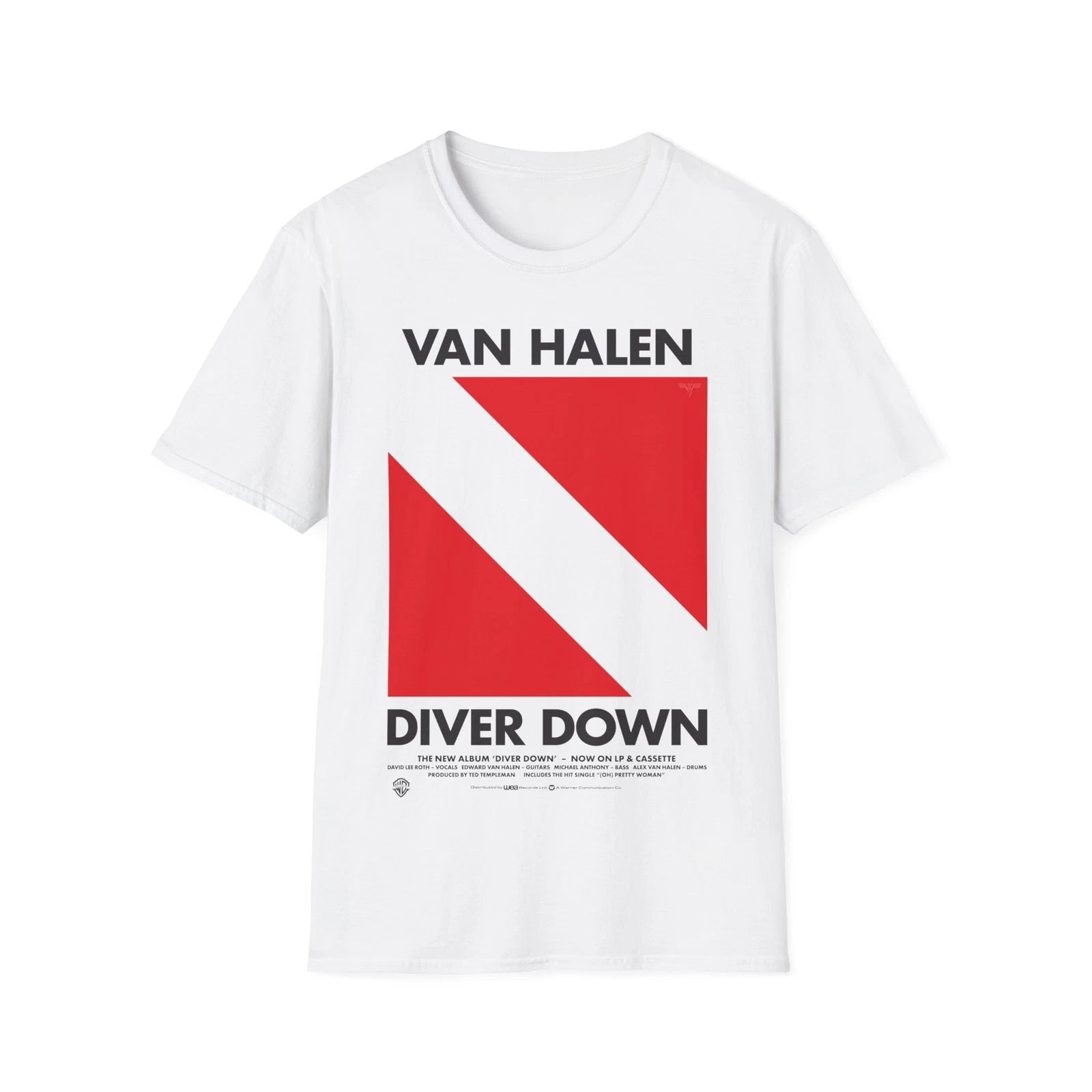 Van Halen Band Diver Down Vinyl Album Unisex Softstyle T-Shirt 1984 5150 OU812