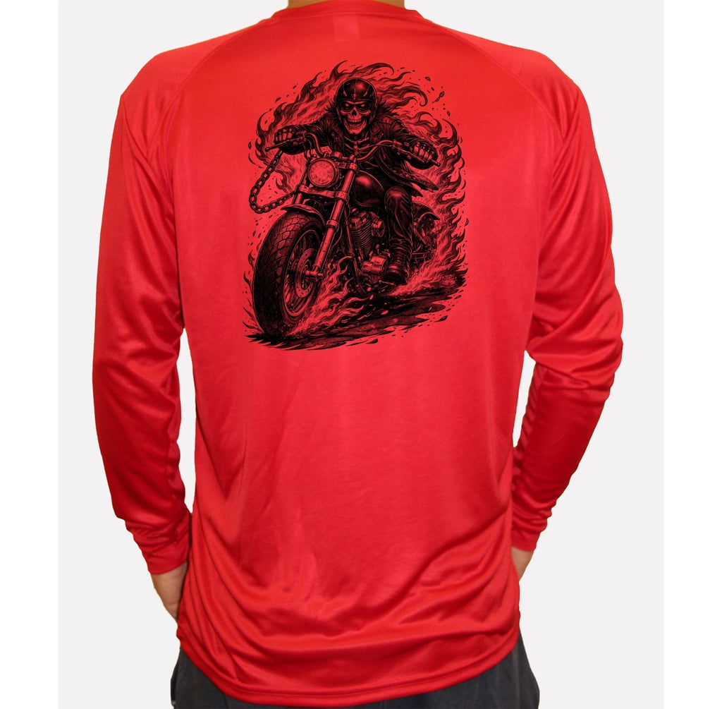 Biker Motorcycle Speed Skeleton Sun Boat UPF 50 T-Shirt Sport UV Protection