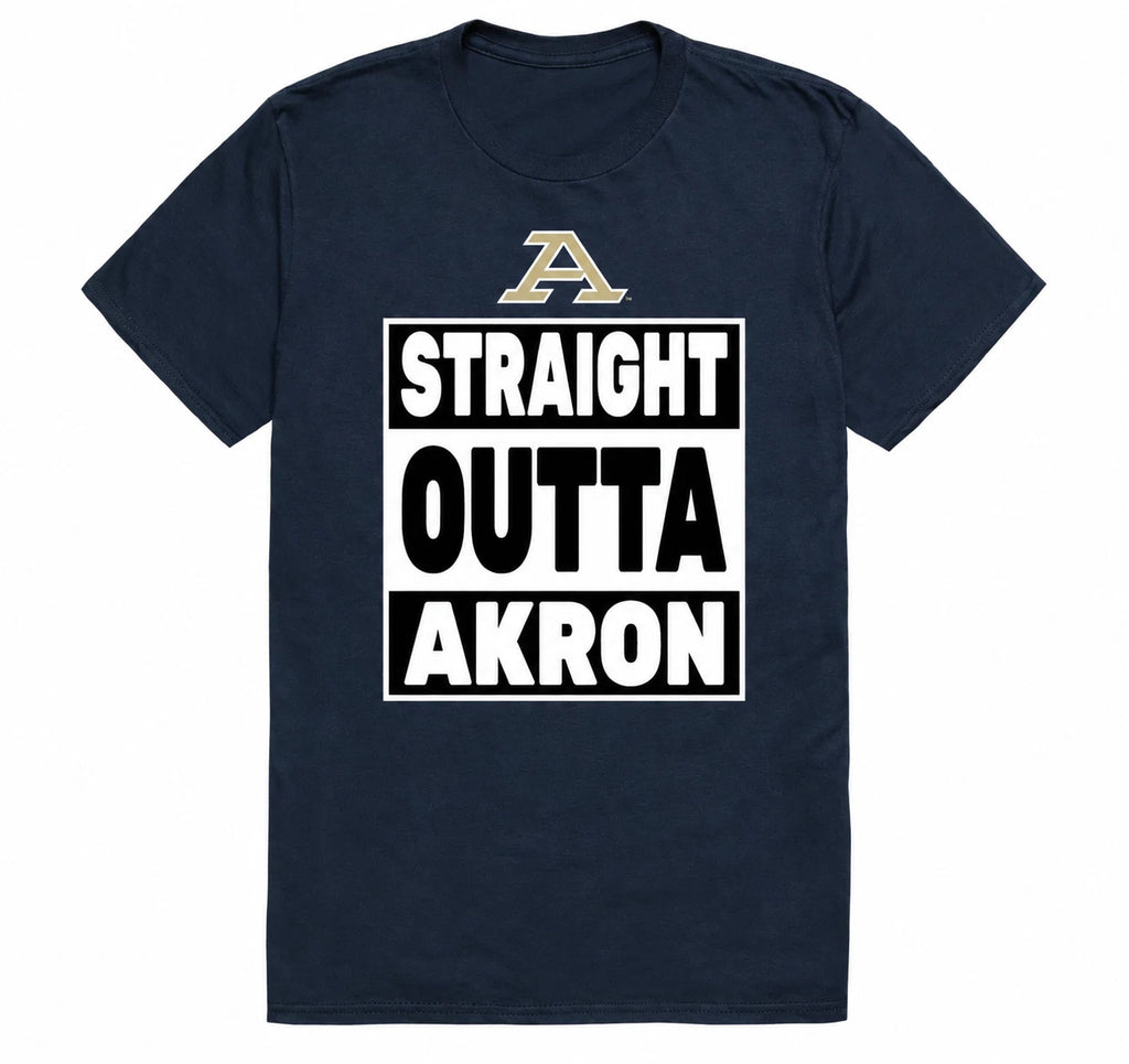 University of Akron UA Zips NCAA College Straight Outta Graphic Tee T Shirt