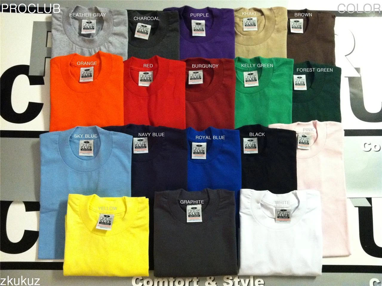 6 NEW PROCLUB HEAVY WEIGHT T-SHIRT COLOR PLAIN PRO CLUB TEE BLANK S-5XL 6PC