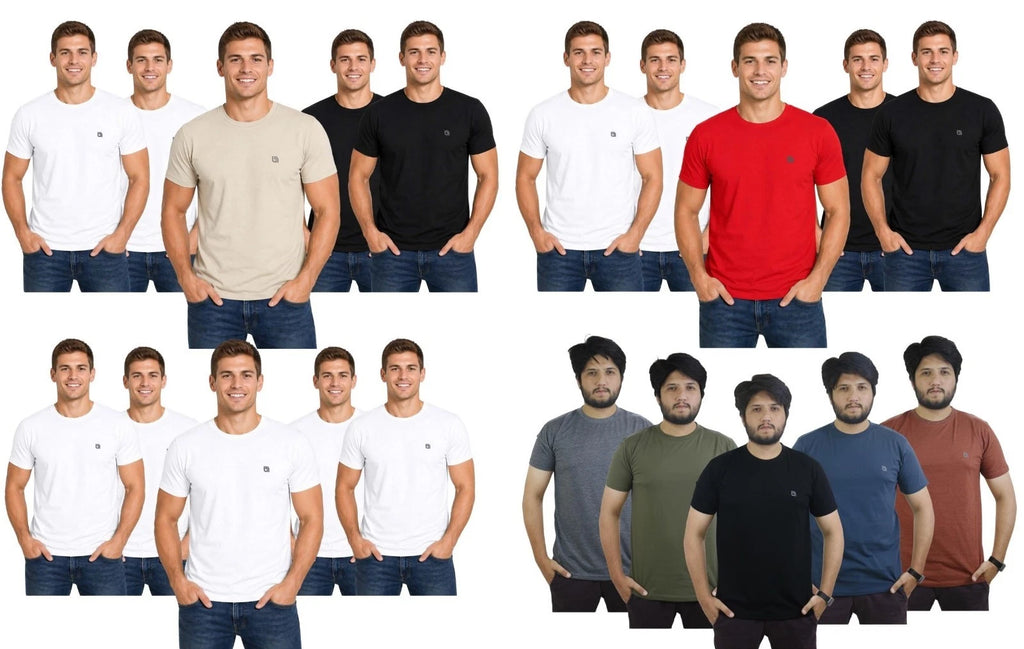 5 PK Men’s T-Shirts Multipack Crew Neck T-Shirt Short Sleeves T-Shirt for Men