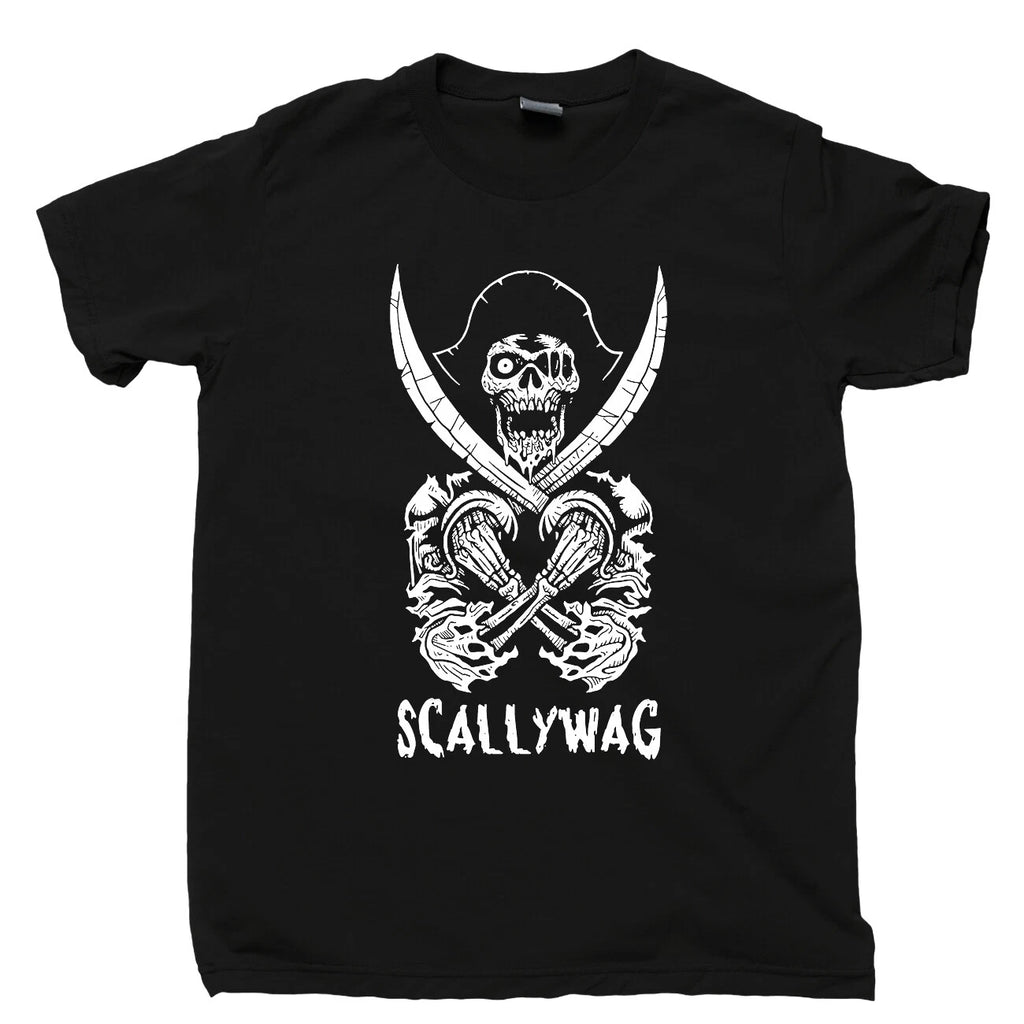 Scallywag Pirate T Shirt Blackbeard Jolly Roger Skull Crossbones Skeleton Tee