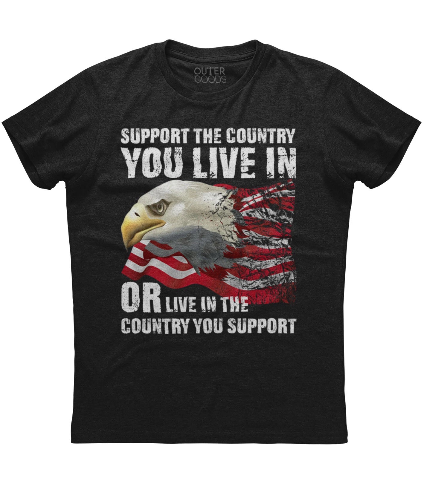Mens Support the Country You Live In American Flag Patriotic T Shirt USA US