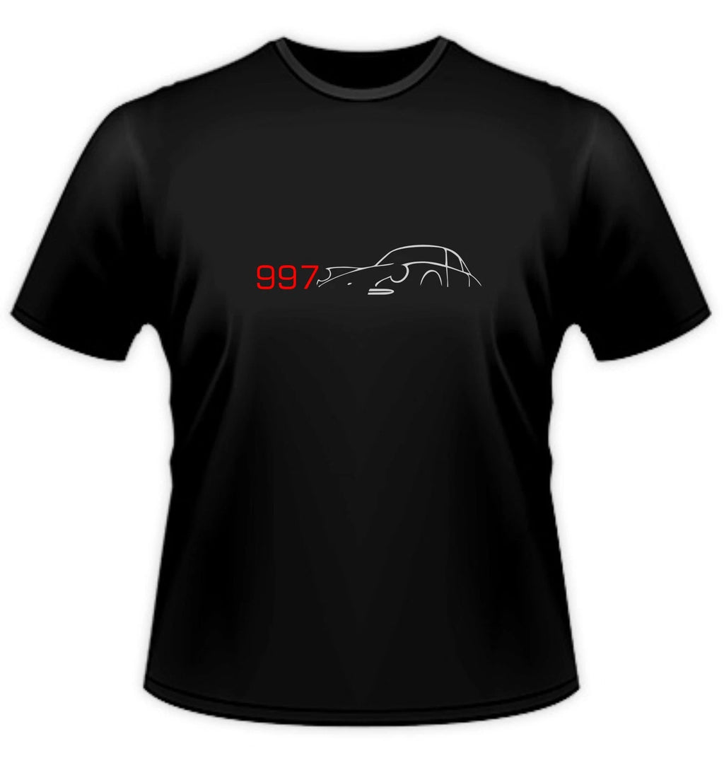 997 ARTISTIC OUTLINE OF THE ICONIC SPORTS CAR ACROSS THE FRONT OF T-SHIRT