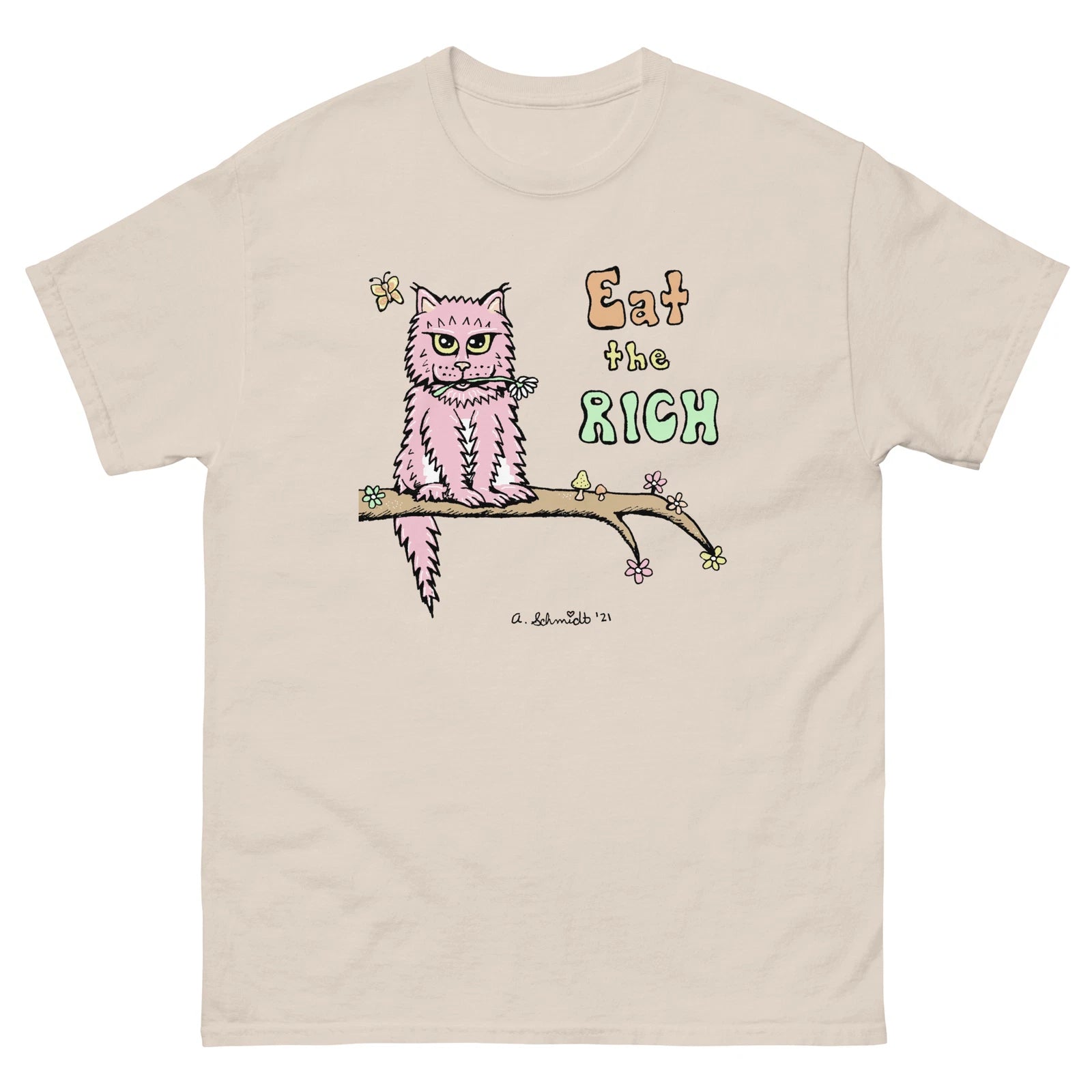 Eat the Rich Pink Kitty Cat Cottagecore Unisex classic tee