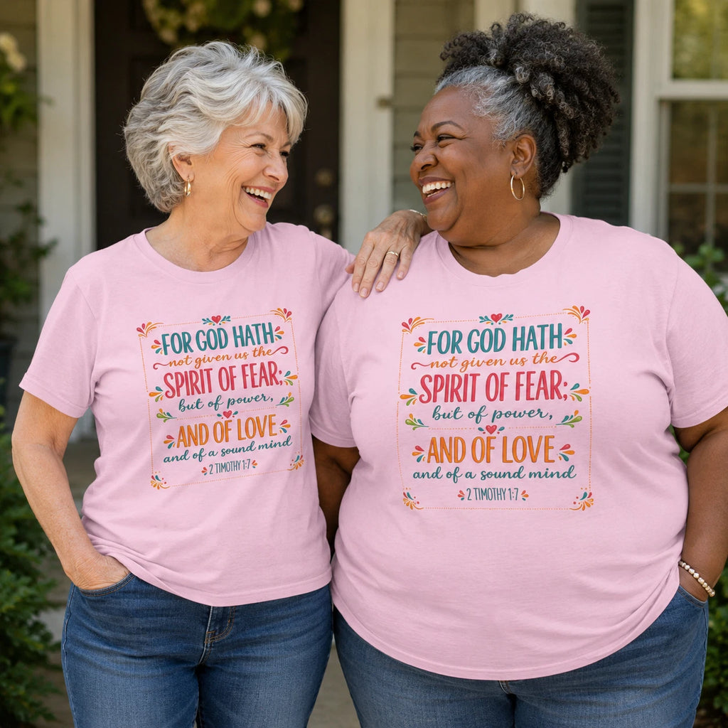 2 Timothy 1:7 Christian T-Shirt Faith Scripture Bible Verse Cotton Tee