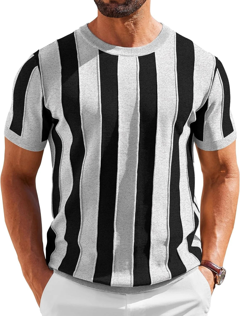 Coofandy Men's T- Shirts Short Mens Sleeve Knit Sweater Shirt Casual Crewneck